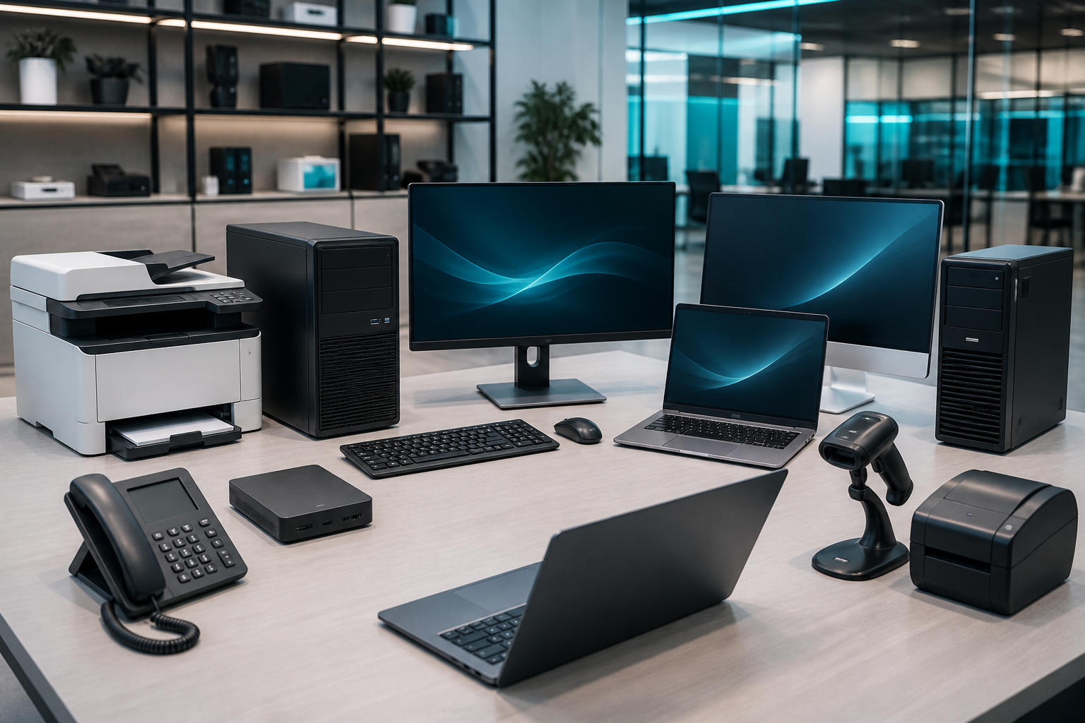 Laptops, monitores, impresoras y equipo de computo para oficina